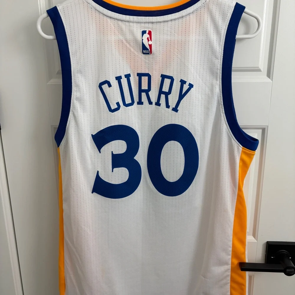 Adidas Golden State Warriors Stephen Curry 30 White and Blue Jersey size Small - Picture 3 of 3
